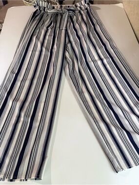 Green Envelope Striped Wide Leg Pants Extra Large XL elastic Tie Waist